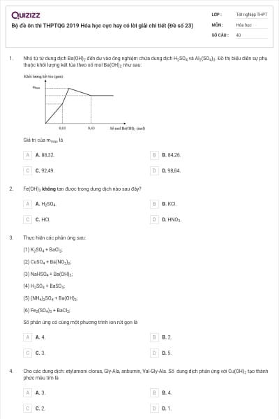 Bộ đề ôn thi THPTQG 2019 Hóa học cực hay có lời giải chi tiết (Đề số 23)
