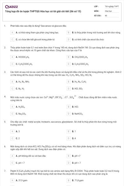 Tổng hợp đề ôn luyện THPTQG Hóa học có lời giải chi tiết (Đề số 15)