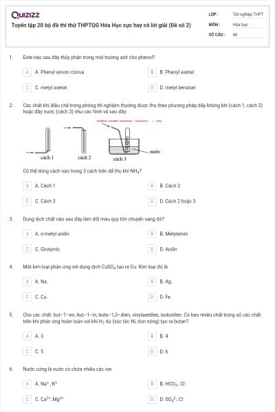 Tuyển tập 20 bộ đề thi thử THPTQG Hóa Học cực hay có lời giải (Đề số 2)