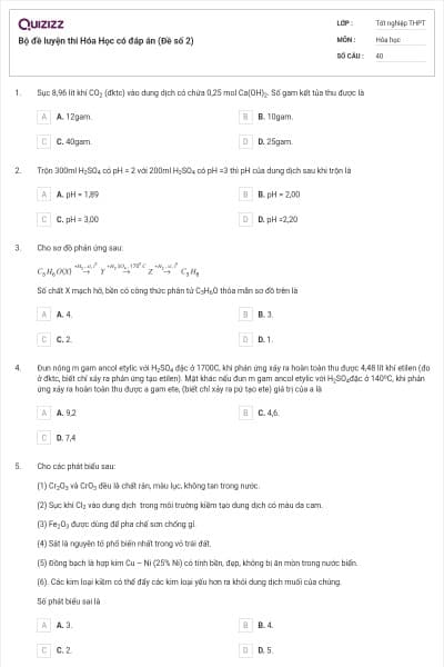 Bộ đề luyện thi Hóa Học có đáp án (Đề số 2)