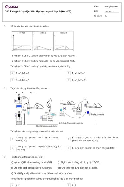 230 Bài tập thí nghiệm Hóa Học cực hay có đáp án(Đề số 5)