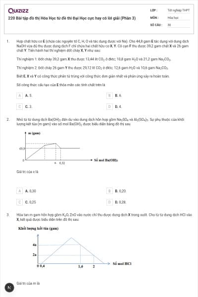 220 Bài tập đồ thị Hóa Học từ đề thi Đại Học cực hay có lời giải (Phần 3)