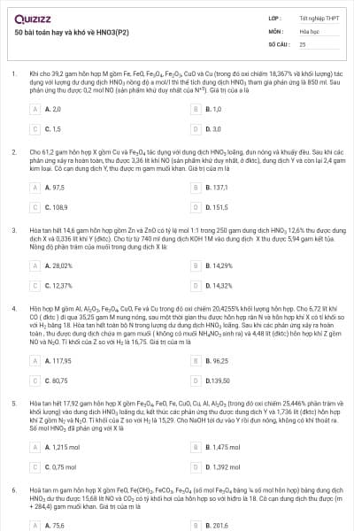 50 bài toán hay và khó về HNO3(P2)