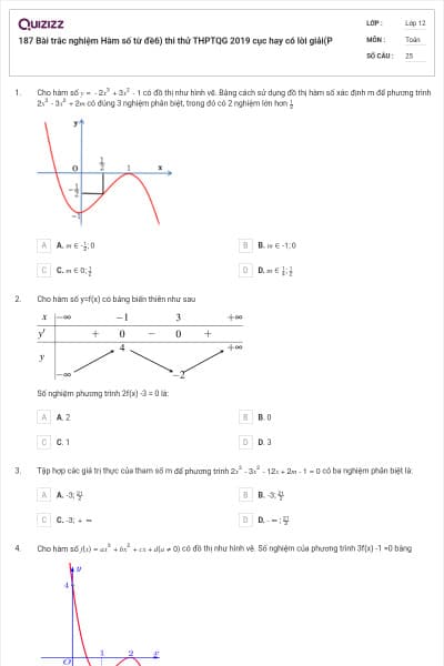 187 Bài trắc nghiệm Hàm số từ đề6) thi thử THPTQG 2019 cục hay có lời giải(P