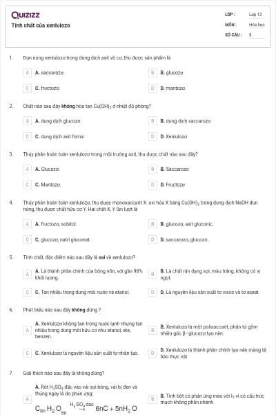 Tính chất của xenlulozo
