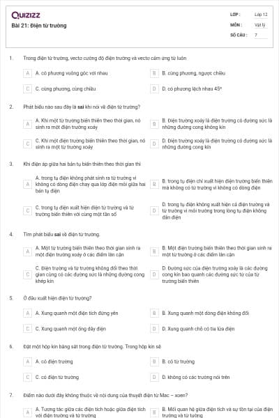 Bài 21: Điện từ trường