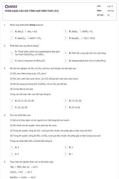 PHÂN DẠNG CÂU HỎI TỔNG HỢP KIẾN THỨC (P2)