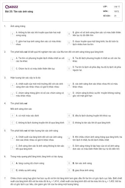 Bài 25: Tán sắc ánh sáng
