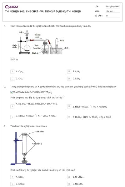 THÍ NGHIỆM ĐIỀU CHẾ CHẤT - VAI TRÒ CỦA DỤNG CỤ THÍ NGHIỆM