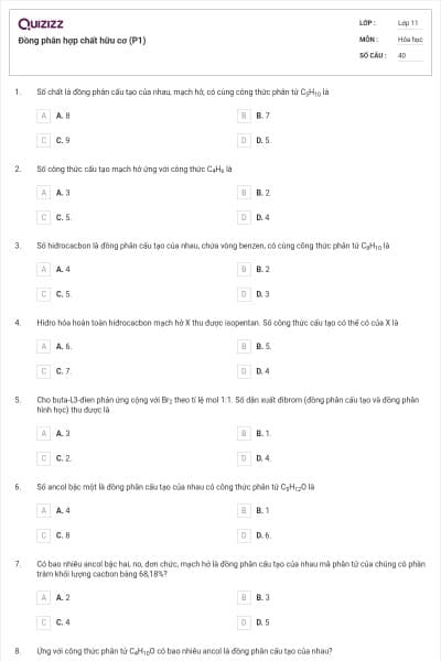 Đồng phân hợp chất hữu cơ (P1)