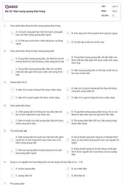 Bài 32: Hiện tượng quang điện trong