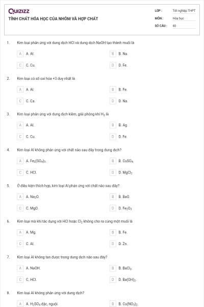 TÍNH CHẤT HÓA HỌC CỦA NHÔM VÀ HỢP CHẤT