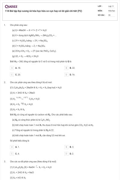 118 Bài tập Đại cương về hóa học hữu cơ cực hay có lời giải chi tiết (P2)
