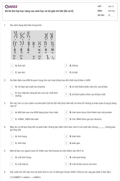 Đề thi thử đại học nâng cao sinh học có lời giải chi tiết (Đề số 8)