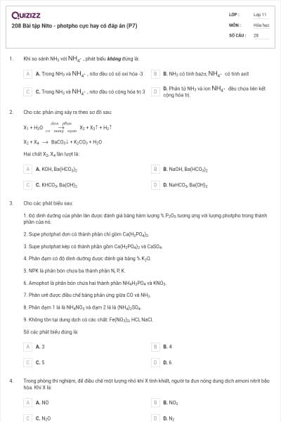 208 Bài tập Nito - photpho cực hay có đáp án (P7)