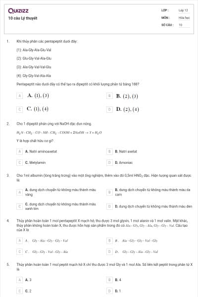 10 câu Lý thuyết