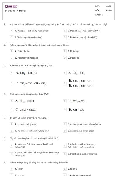 61 Câu hỏi lý thuyết