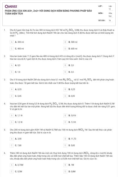 PHẢN ỨNG CỦA ION Al3+, Zn2+ VỚI DUNG DỊCH KIỀM BẰNG PHƯƠNG PHÁP BẢO TOÀN ĐIỆN TÍCH