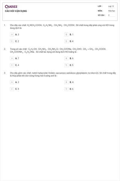 CÂU HỎI VẬN DỤNG