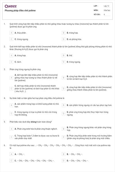 Phương pháp điều chế polime