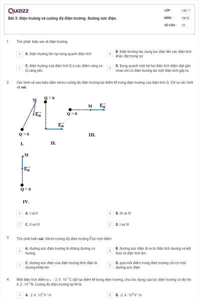 Bài 3: Điện trường và cường độ điện trường. Đường sức điện.