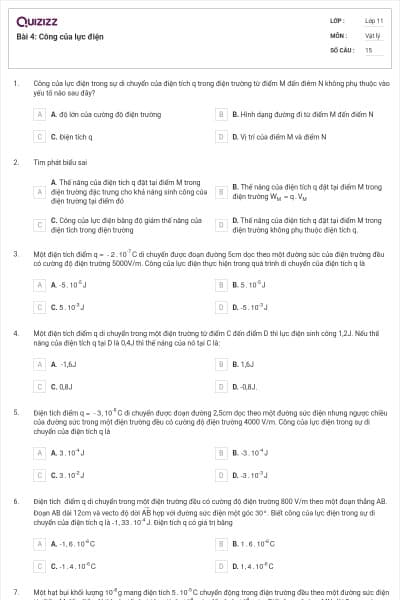 Bài 4: Công của lực điện