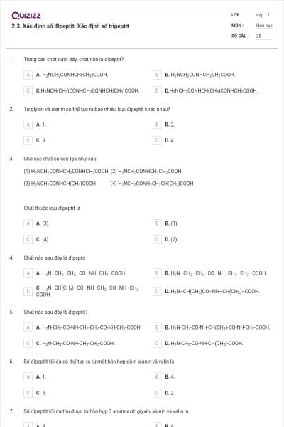 2.3. Xác định số đipeptit. Xác định số tripeptit