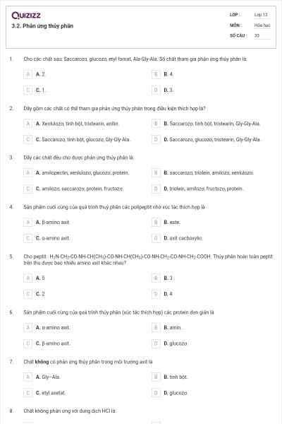 3.2. Phản ứng thủy phân
