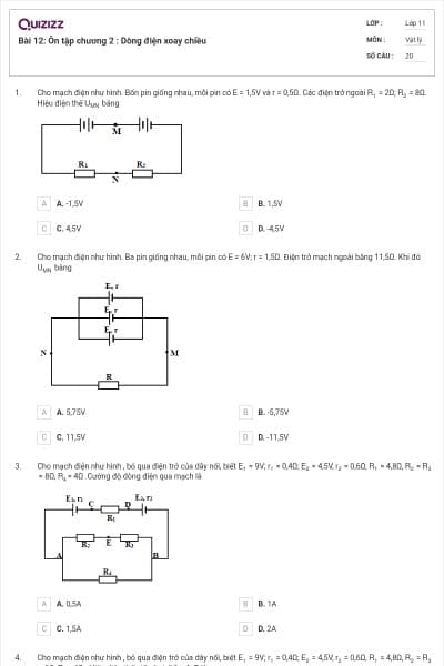 Bài 12: Ôn tập chương 2 : Dòng điện xoay chiều