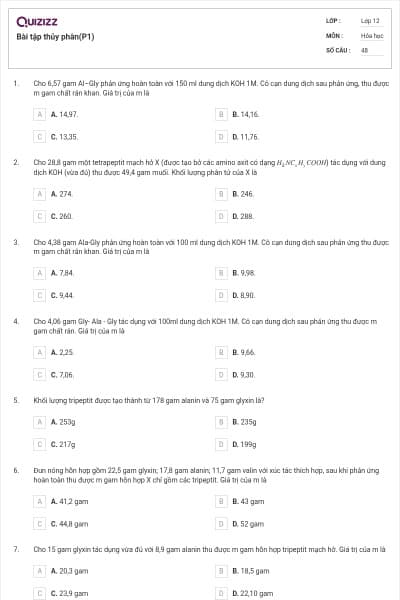 Bài tập thủy phân(P1)
