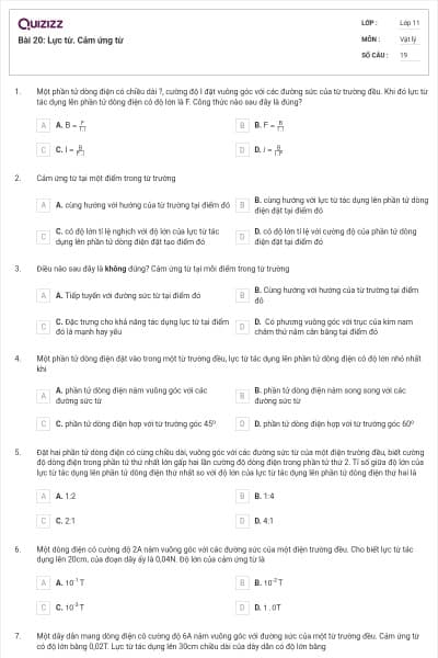Bài 20: Lực từ. Cảm ứng từ
