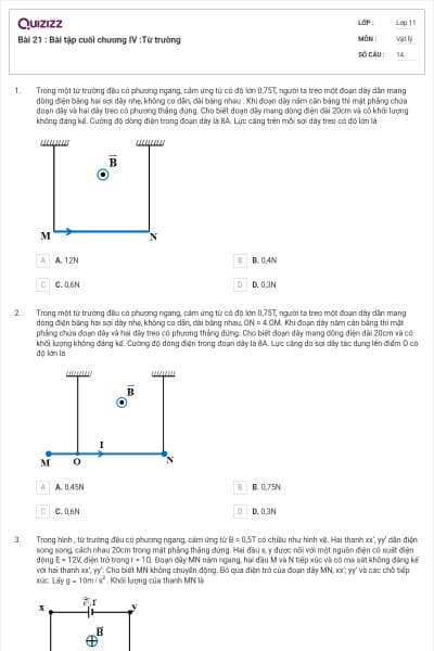 Bài 21 : Bài tập cuối chương IV :Từ trường