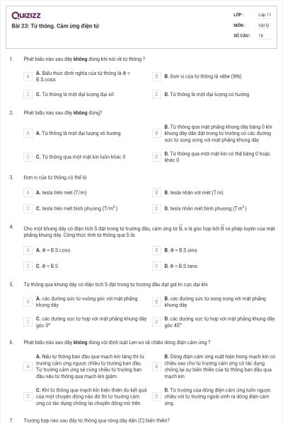 Bài 23: Từ thông. Cảm ứng điện từ