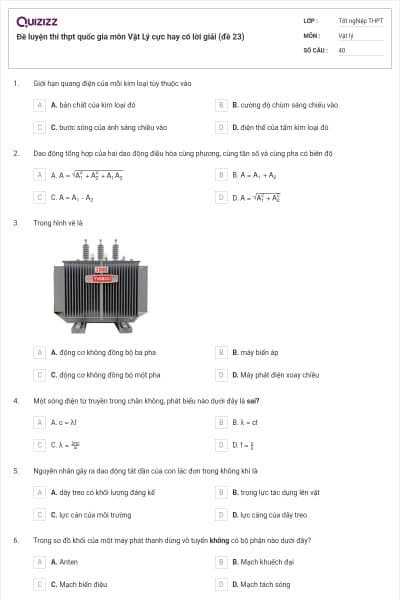 Đề luyện thi thpt quốc gia môn Vật Lý cực hay có lời giải (đề 23)