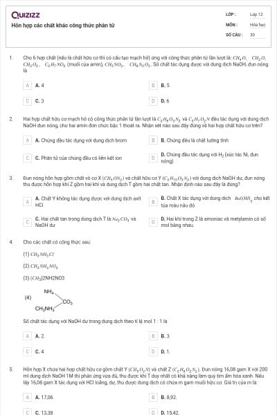Hỗn hợp các chất khác công thức phân tử