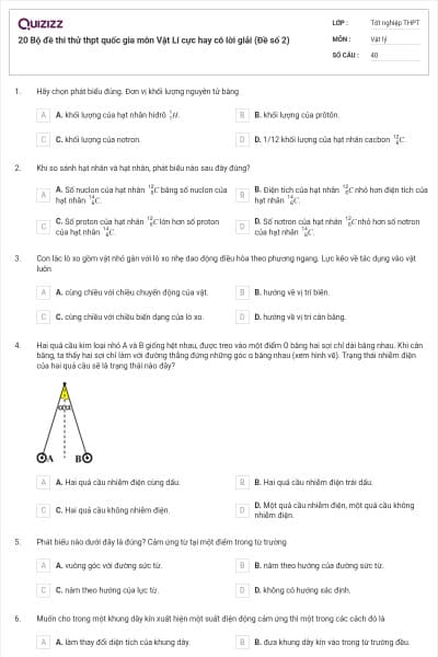 20 Bộ đề thi thử thpt quốc gia môn Vật Lí cực hay có lời giải (Đề số 2)