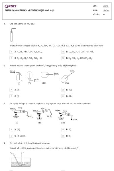 PHÂN DẠNG CÂU HỎI VỀ THÍ NGHIỆM HÓA HỌC