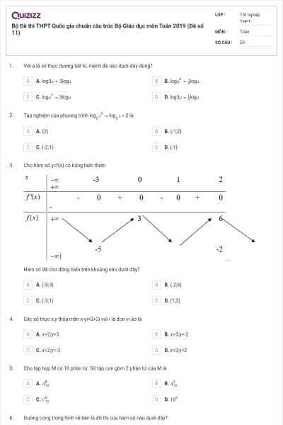 Bộ Đề thi THPT Quốc gia chuẩn cấu trúc Bộ Giáo dục môn Toán 2019 (Đề số 11)
