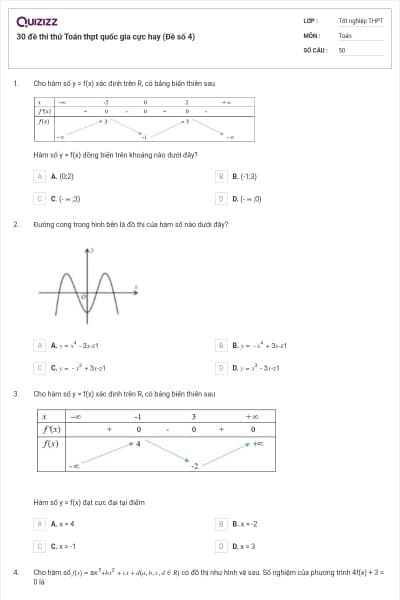 30 đề thi thử Toán thpt quốc gia cực hay (Đề số 4)