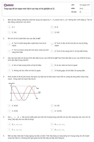 Tổng hợp đề ôn luyện môn Vật lí cực hay có lời giải(Đề số 2)