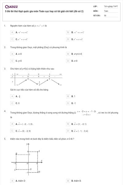 5 Đề thi thử thpt quốc gia môn Toán cực hay có lời giải chi tiết (đề số 2)
