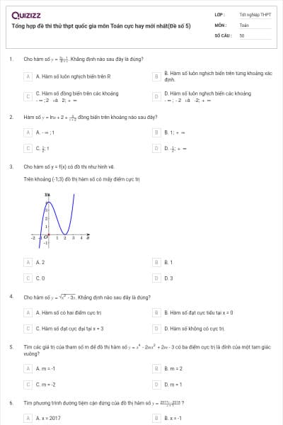 Tổng hợp đề thi thử thpt quốc gia môn Toán cực hay mới nhất(Đề số 5)
