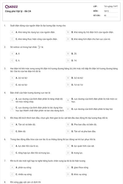 Công phá Vật lý - Đề 24