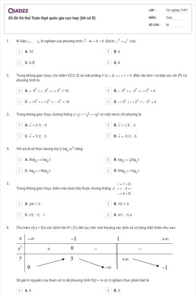 30 đề thi thử Toán thpt quốc gia cực hay (Đề số 8)