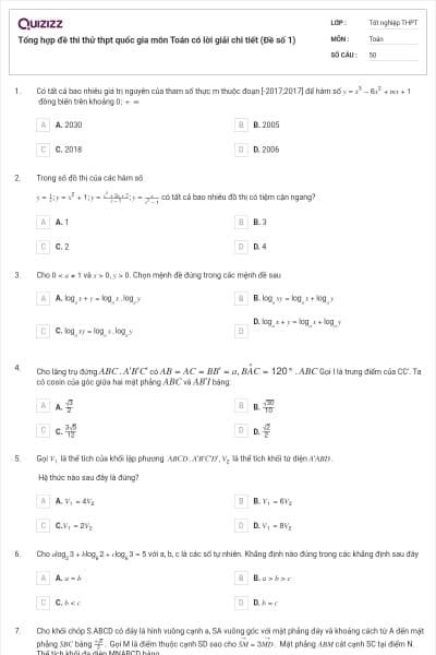 Tổng hợp đề thi thử thpt quốc gia môn Toán có lời giải chi tiết (Đề số 1)