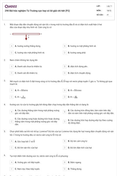 290 Bài trắc nghiệm Từ Trường cực hay có lời giải chi tiết (P2)