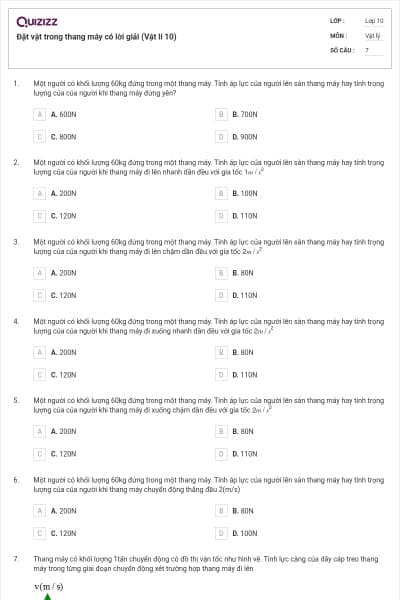 Đặt vật trong thang máy có lời giải (Vật lí 10)