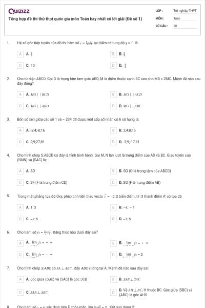 Tổng hợp đề thi thử thpt quóc gia môn Toán hay nhất có lời giải (Đề số 1)