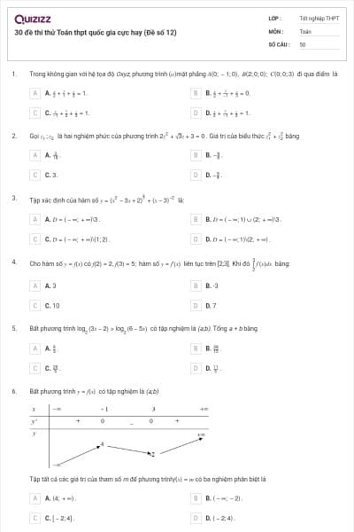 30 đề thi thử Toán thpt quốc gia cực hay (Đề số 12)