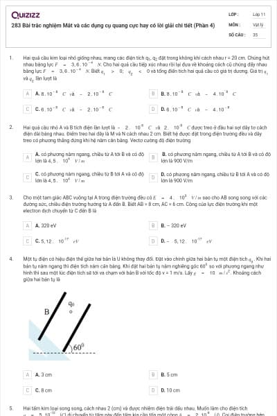 283 Bài trắc nghiệm Mắt và các dụng cụ quang cực hay có lời giải chi tiết (Phần 4)